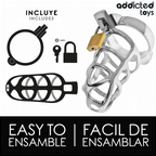 ADDICTED TOYS LOCKED - SILVER LOCK METAL PENIS CAGE SIZE S