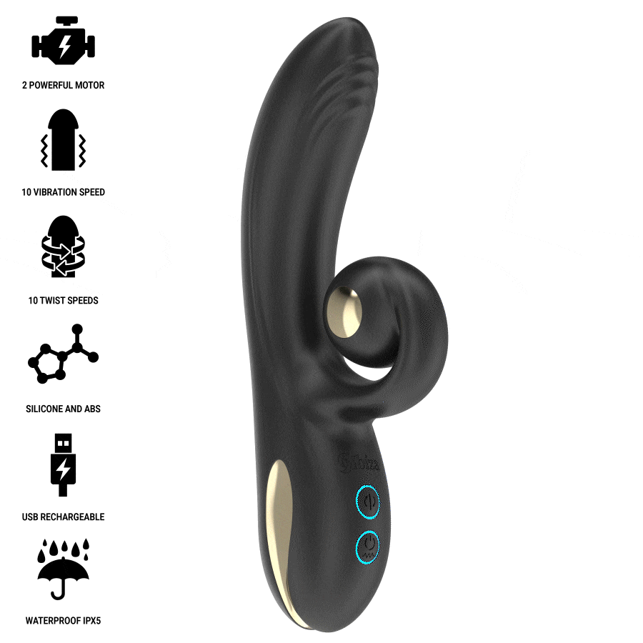IBIZA - TWISTER VIBRATOR WITH CURVE STIMULATOR AND VIBRO-ROTATION