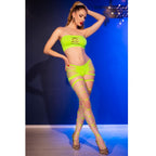 CHILIROSE - CR 4866 NEON GREEN TOP AND SHORTS SET S/M