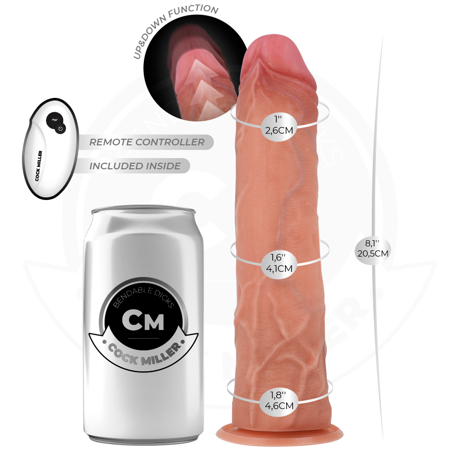 COCK MILLER - HYPERREALISTISCHER DILDO MIT SAUGNÄPFEN UND STOSSFUNKTION MIT FERNBEDIENUNG 20,5 CM