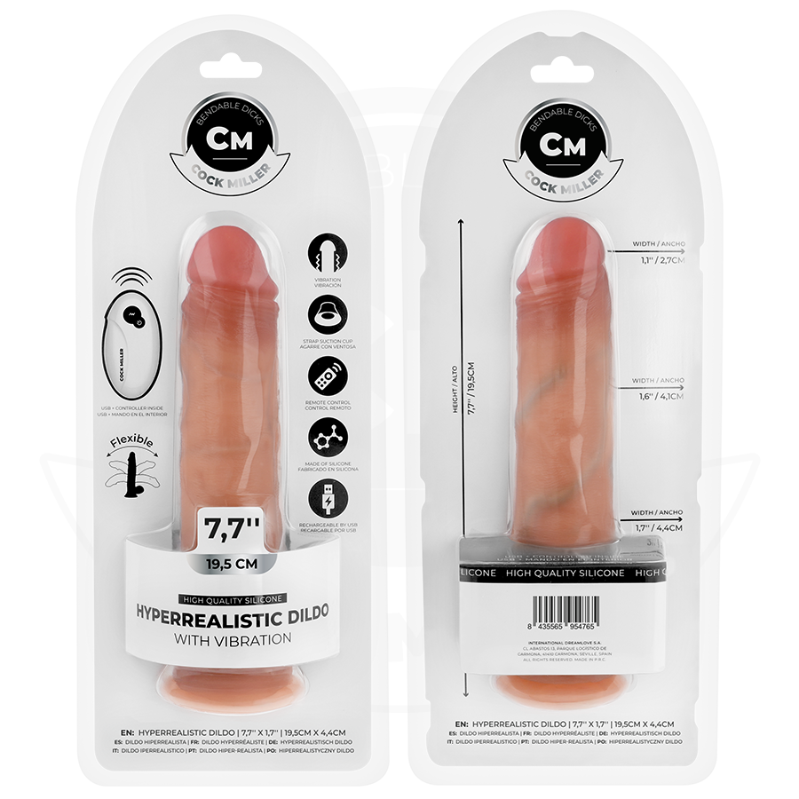 COCK MILLER - REALISTISCHER DILDO MIT SAUGNÄPFEN UND FERNBEDIENUNG UND VIBRATION 19,5 CM