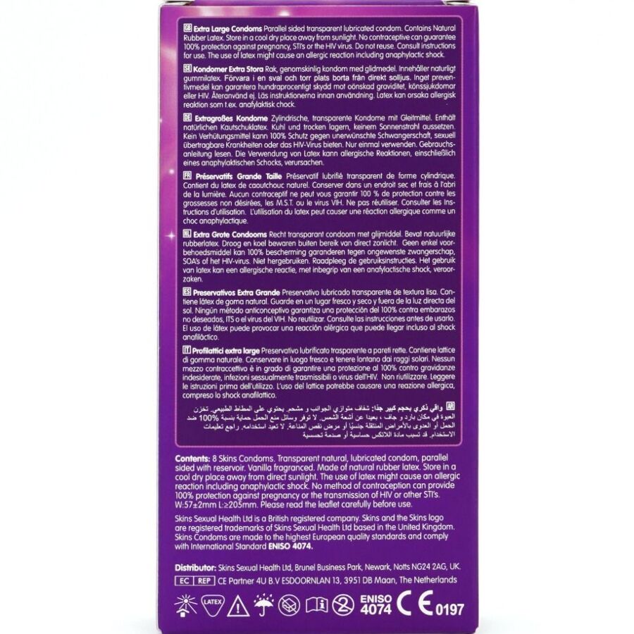 SKINS - EXTRA LARGE PREMIUM CONDOMS PACK 8