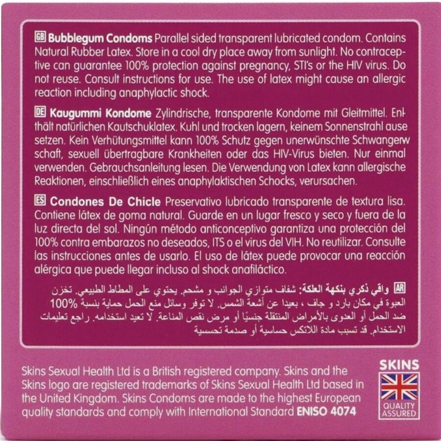 SKINS - BUBBLEGUM PREMIUM CONDOMS PACK 4
