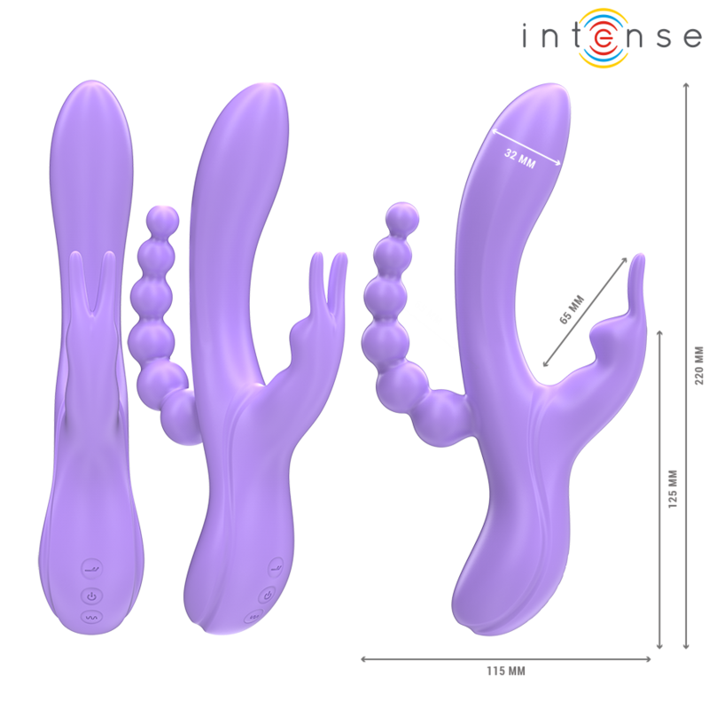 INTENSE - MIKO DREIFACHVIBRATOR RABBIT &amp; STIMULATOR &amp; ANAL 7 VIBRATIONEN LILA