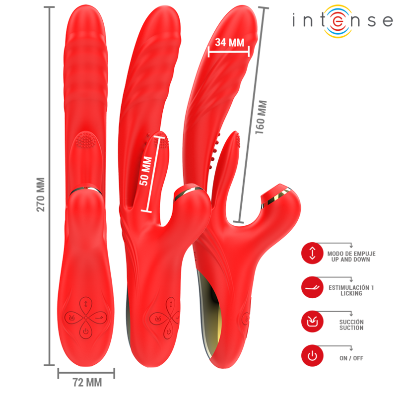 INTENSE - KAROL MULTIFUNKTIONSVIBRATOR STOSS &amp; STIMULATION &amp; STIMULIERENDE WELLEN ROT