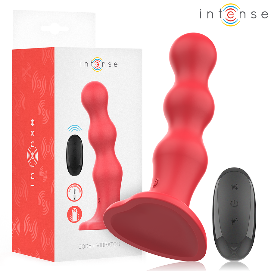 INTENSE - CODY VIBRATOR MIT SAUGNÄPFEN ROTE FERNBEDIENUNG