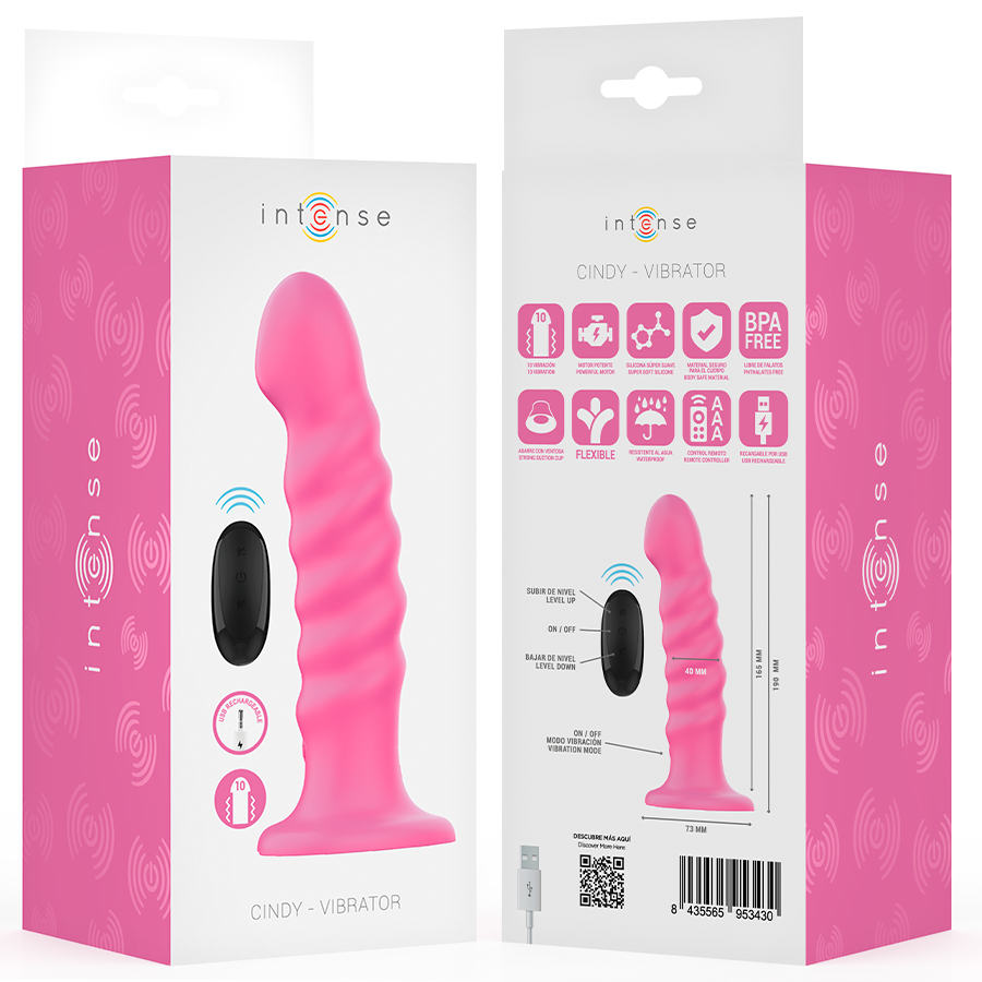 INTENSE - CINDY VIBRATOR GRÖSSE L SPIRALENDESIGN 10 VIBRATIONEN ROSA FERNBEDIENUNG