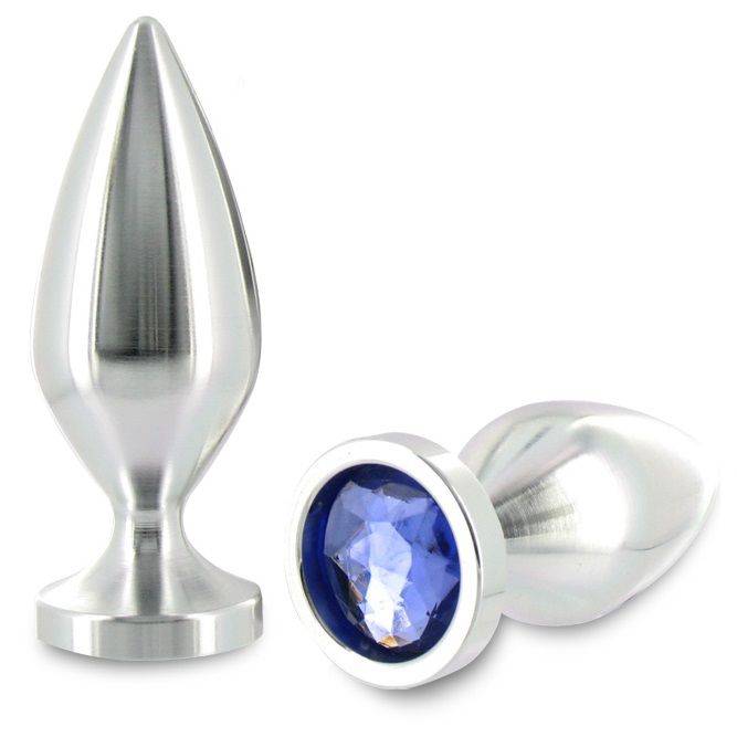 METALL HART - ANAL PLUG ALUMINIUM FARBE KRISTALL GROSS 10,16 CM