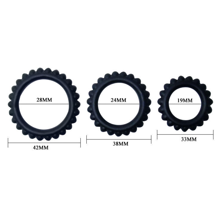BAILE - TITAN SET 3-TEILIG COCKRING SCHWARZ 2,8 + 2,4 + 1,9 CM 