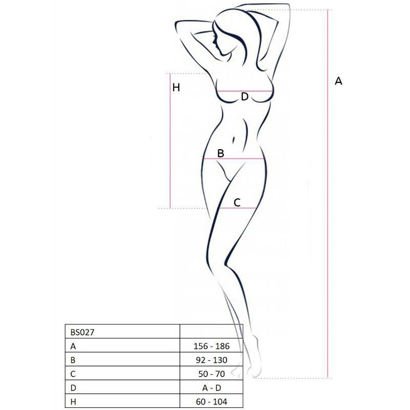 PASSION Woman BS027 black bodystocking dress style, one size, featuring sheer and opaque fabric with a fitted design.