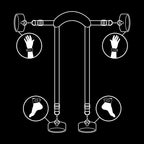 FETISH SUBMISSIVE - MASTER POSITION WITH 4 NOPRENE-LINED HANDCUFFS