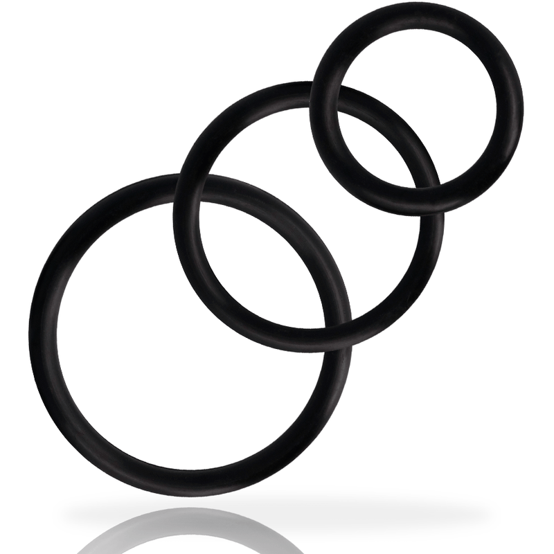 Black penis rings set by ADDICTED TOYS, featuring multiple adjustable silicone rings for enhanced pleasure and fit.