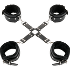 DARKNESS - LEATHER HANDCUFFS FOR FOOT AND HANDS BLACK