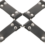 DARKNESS - LEATHER HANDCUFFS FOR FOOT AND HANDS BLACK