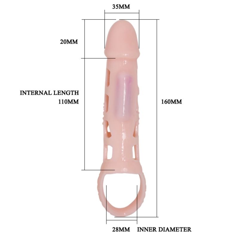 BAILE - PENIS-EXTENDER-ABDECKUNG MIT VIBRATION UND NATÜRLICHEM GURT 13,5 CM