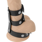 DARKNESS - VERSTELLBARER DOPPELTER PENIS- UND HODENRING AUS LEDER